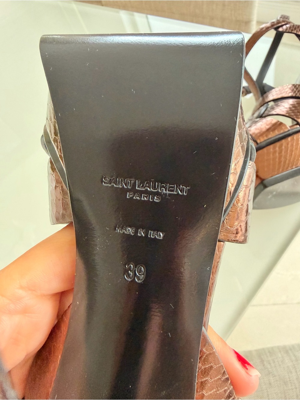 Saint Laurent Copper Brown Python Tribute Sandals YSL - Picture 8 of 8